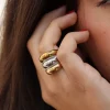 New Anillo Tricolor Anillos De Meñique