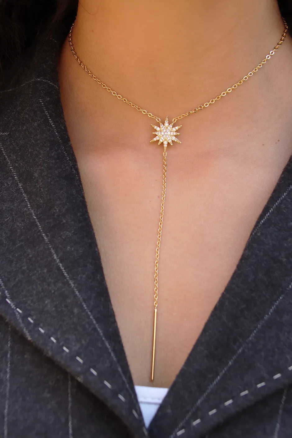 Sale Collar Largo Estrella Blanca Collares Con Colgante