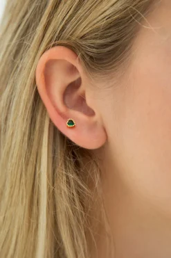 Hot Mini Pendiente Corazón Verde Mini Pendientes Y Aritos
