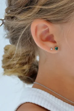Hot Mini Pendiente Corazón Verde Mini Pendientes Y Aritos