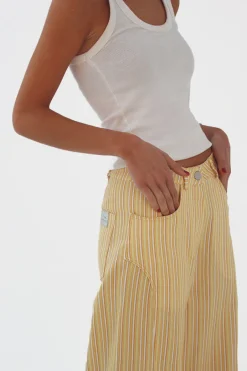 Online Pantalón Recto Rayas Orange Pantalones