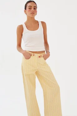 Online Pantalón Recto Rayas Orange Pantalones