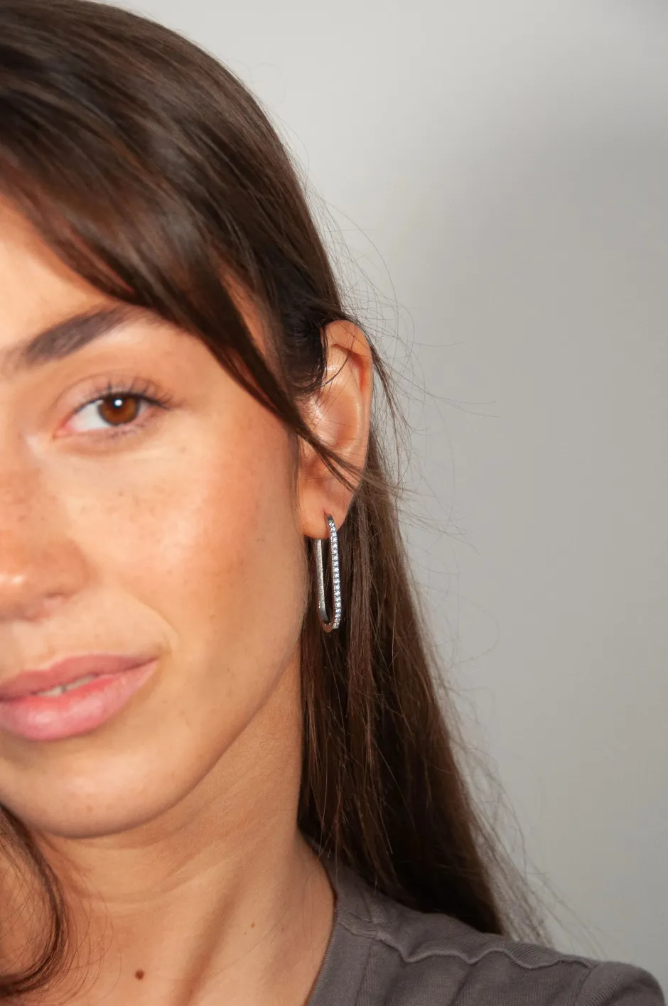Outlet Pendiente Ovalado Circon 50mm (Unidad) Mini Pendientes Y Aritos