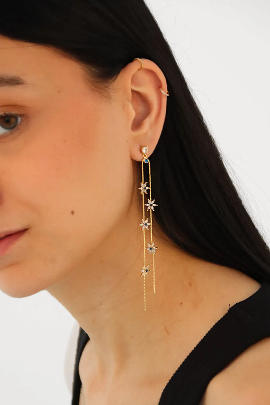 Clearance Pendientes Flores Azules Pendientes Y Aros Grandes